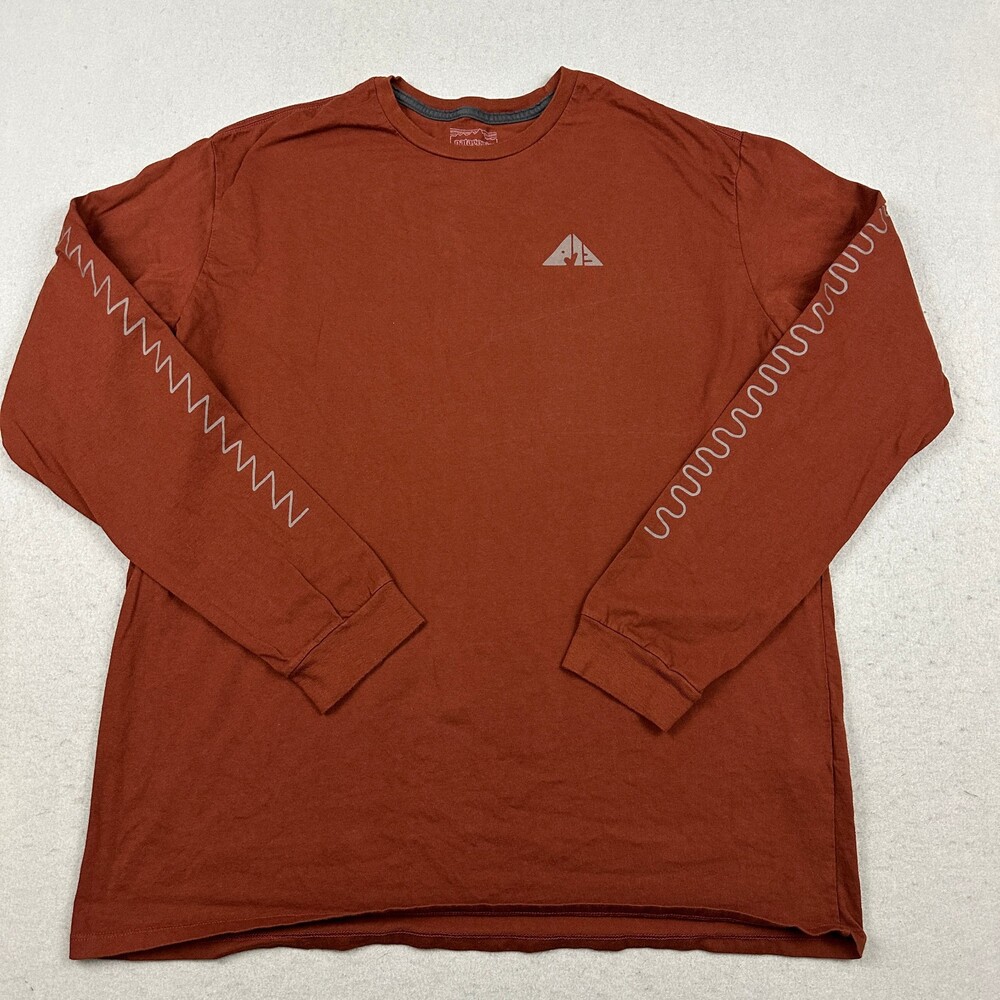 Patagonia Shirt Men Large Orange Driftways Mountain Graphic Long Sleeve Top L